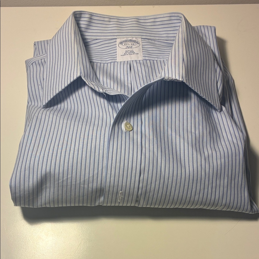 Men's Blue Striped French Cuff Dress Shirt